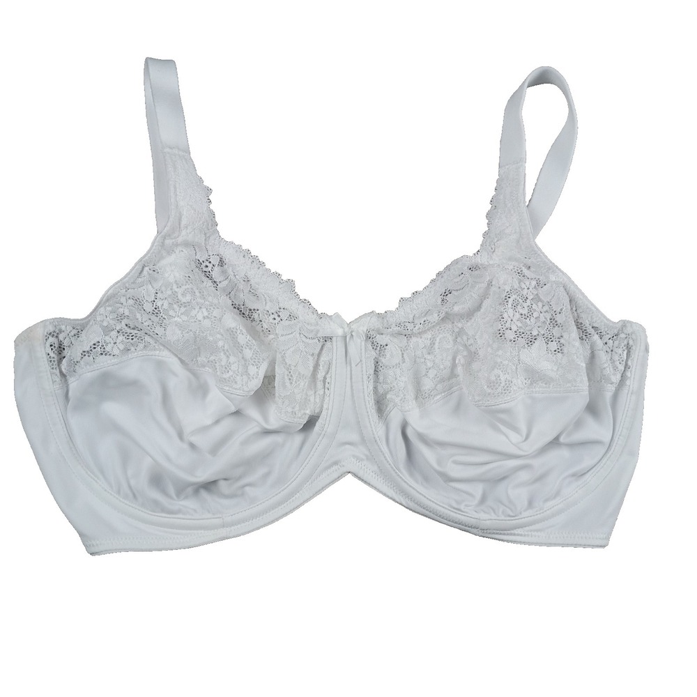 Lilyette By Bali Minimizer Bra 38DDD White Lace Floral Underwire Unlined 0428